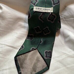 Giorgio Armani Cravatte 100 Percent Pure Silk Necktie, Green, Gray and Black
